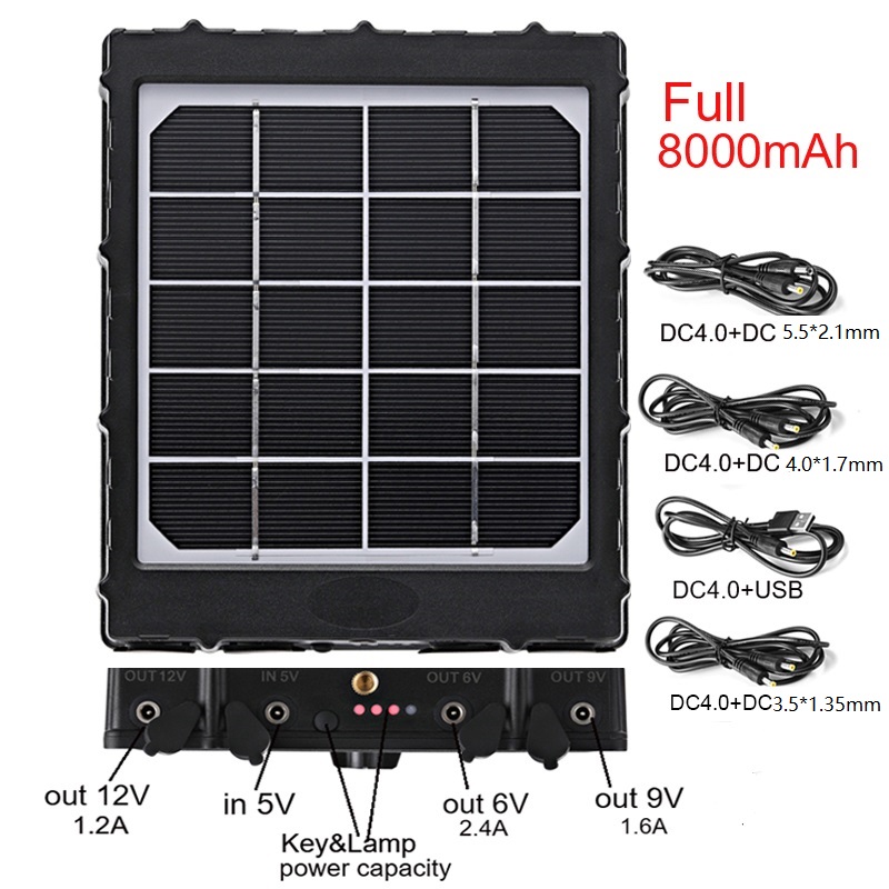 8000-Ah-Solarmodul-Ladegerät für Wildlife-Tracking-Kamera